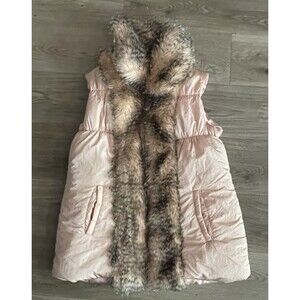 Outdoor Edition by Parkhurst Women Faux Fur Puffer Vest Pink Size Large